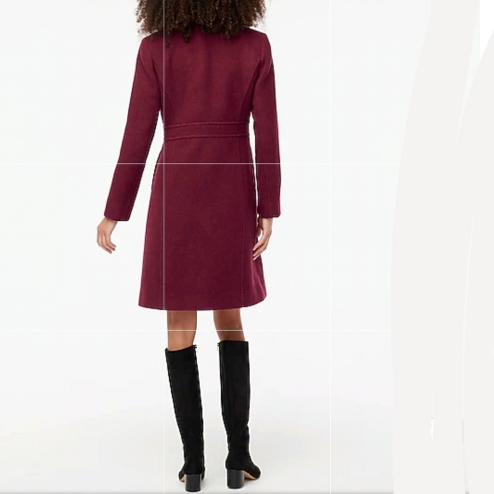 NEW J. Crew Wool Blend Lady Coat Warm Burgundy Fitted Winter - Picture 6 of 14
